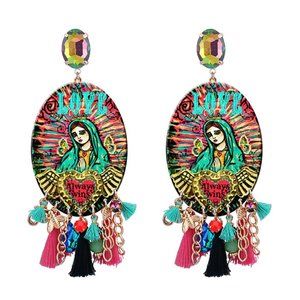 Virgin Mary Fringe Fashion Statement Earrings